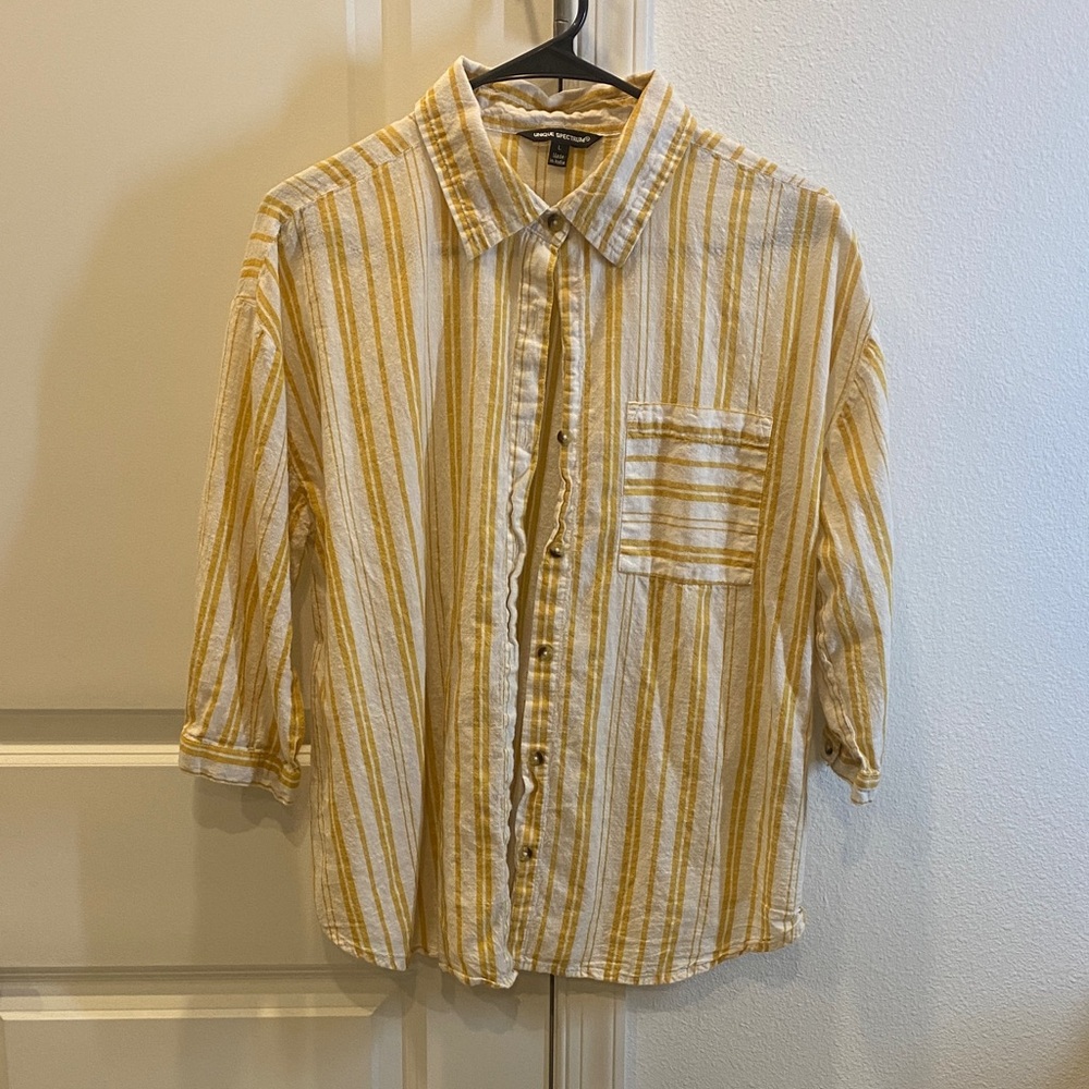 Unique Spectrum Mustard and Cream Striped Shirt